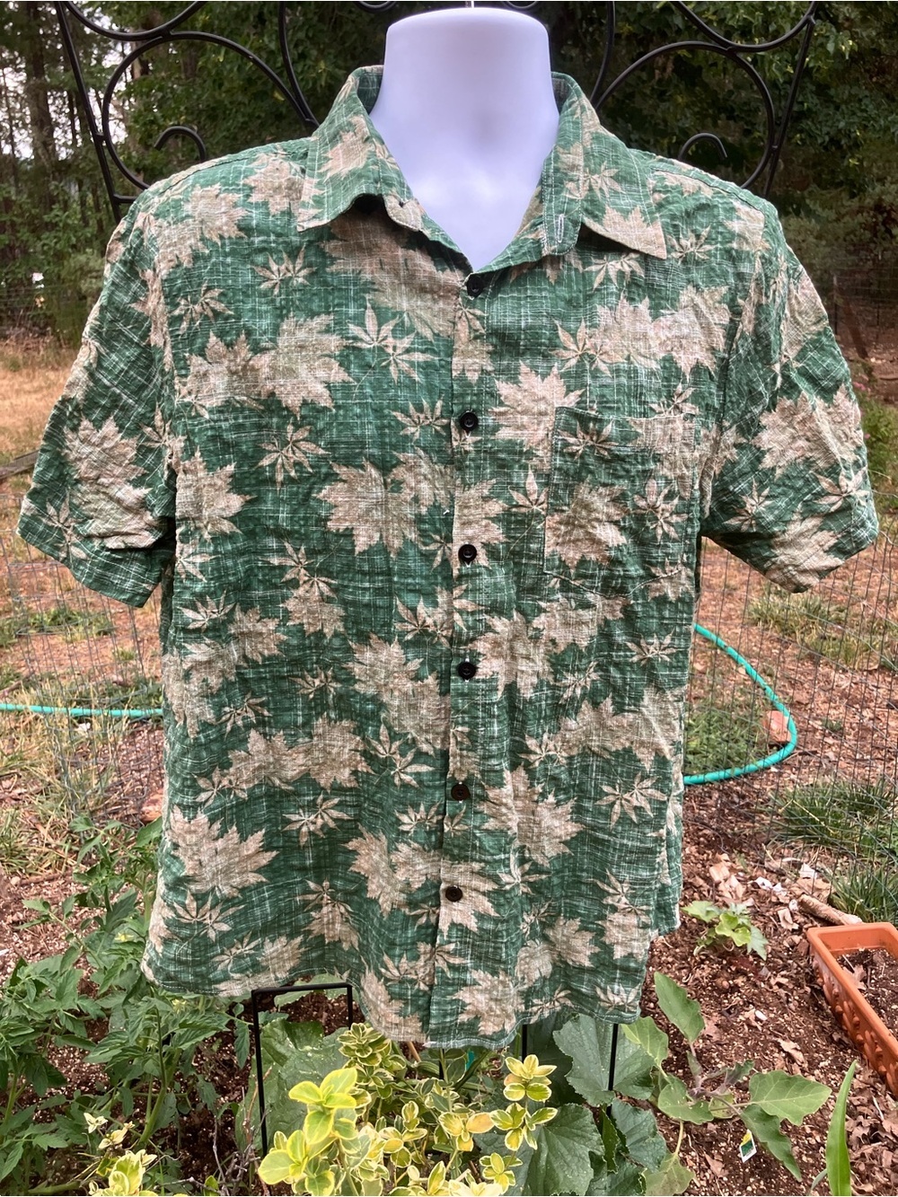 Men’s tropical print casual short sleeve cotton viscose size L Vatpave